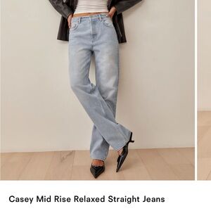 Reformation Light Blue Casey Mid Rise Relaxed Straight Jeans